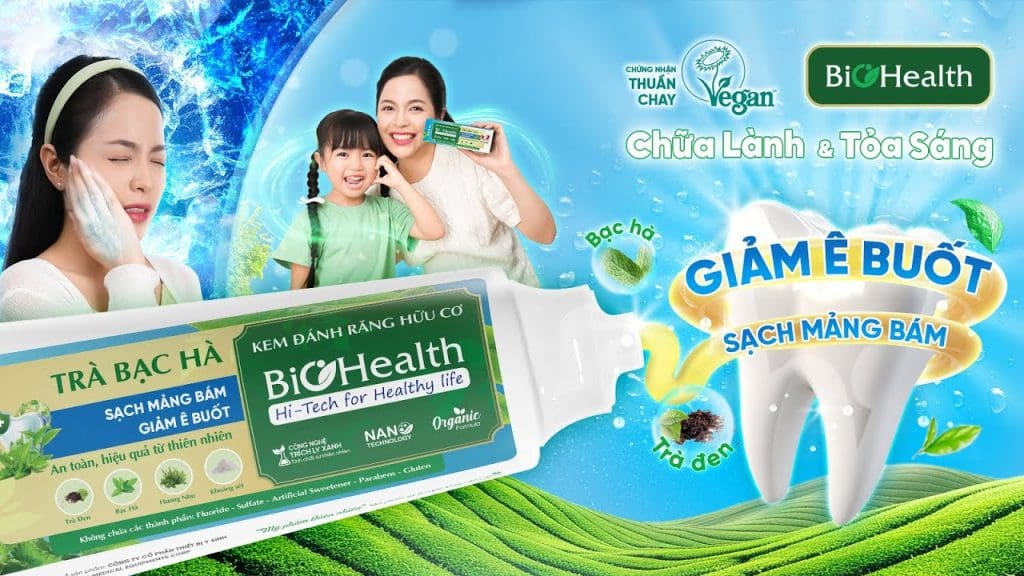 Kem đánh răng thiên nhiên thuần chay trà bạc hà biohealth