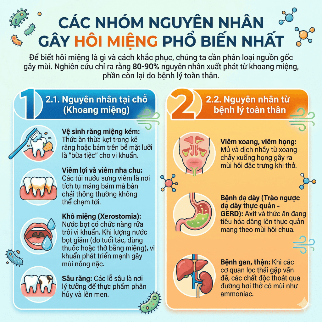 Các nhóm nguyên nhân gây hôi miệng phổ biến nhất_BioHealth