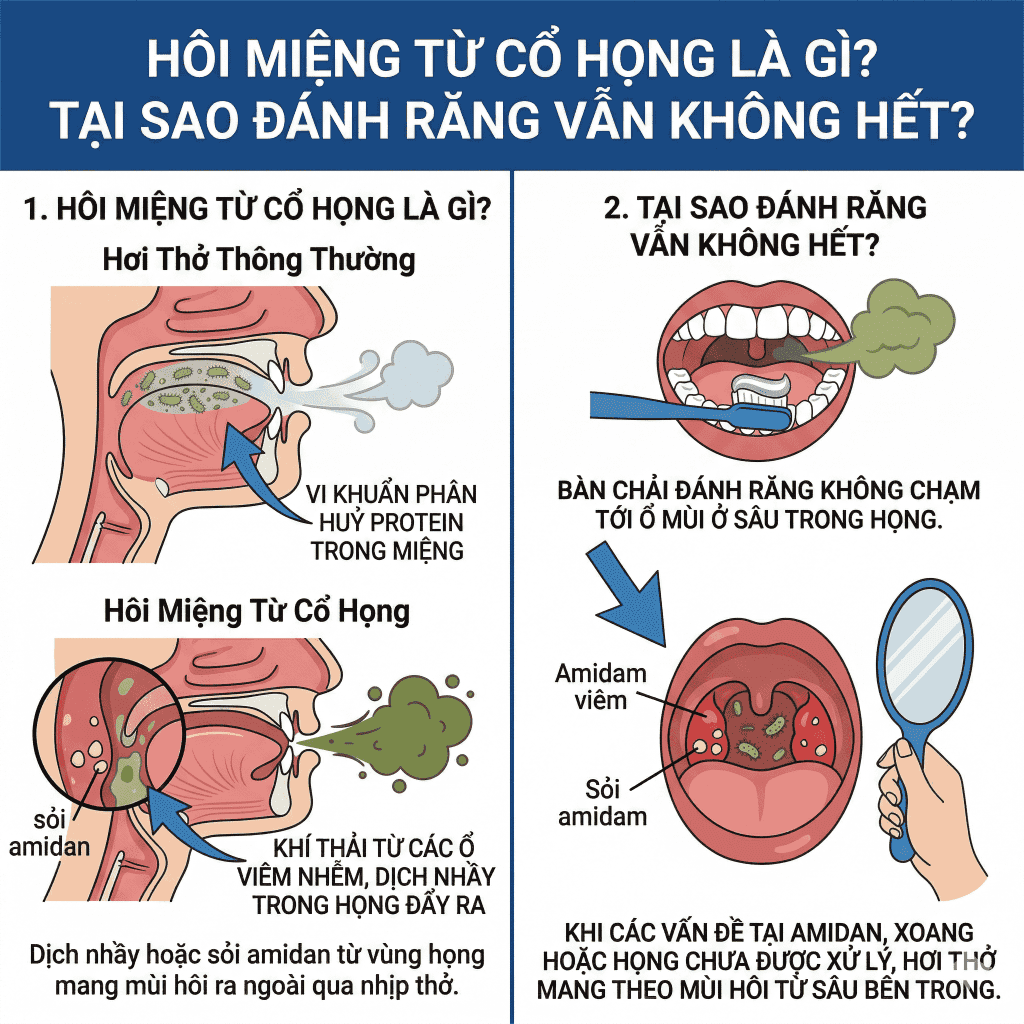 Hôi miệng từ cổ họng là gì? Tại sao đánh răng vẫn không hết? BioHealth