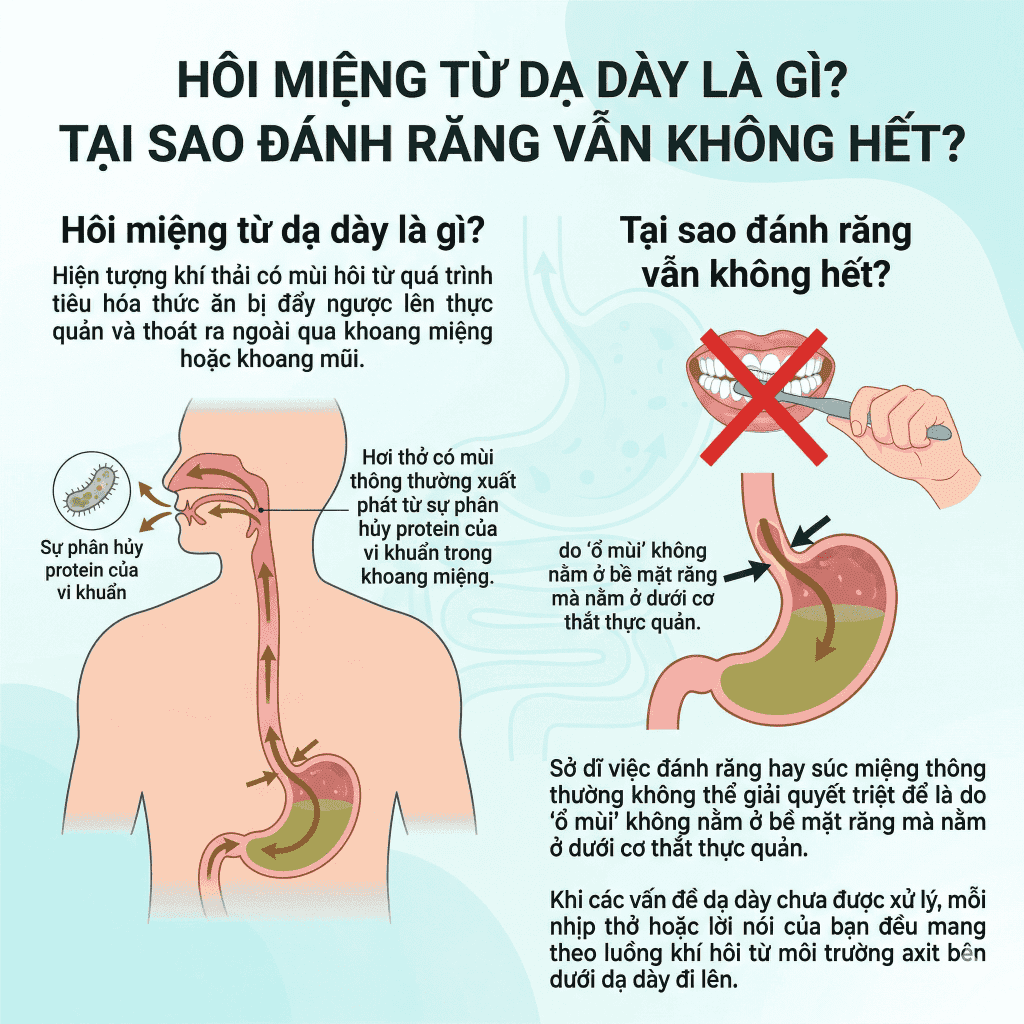 Hôi miệng từ dạ dày là gì? Tại sao đánh răng vẫn không hết? BioHealth