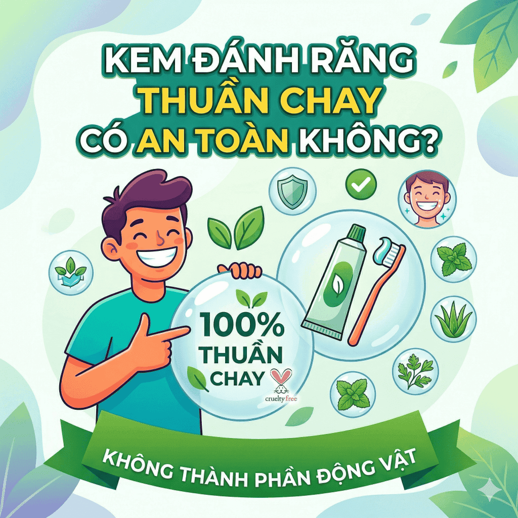 Kem đánh răng thuần chay không chứa thành phần động vật có an toàn không?