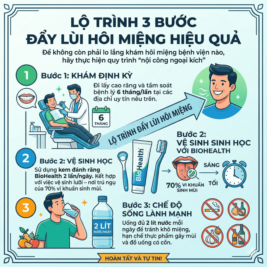 Lộ trình 3 bước đẩy lùi hôi miệng hiệu quả