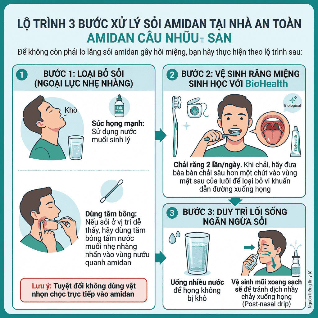 Lộ trình 3 bước xử lý sỏi amidan tại nhà an toàn_BioHealth