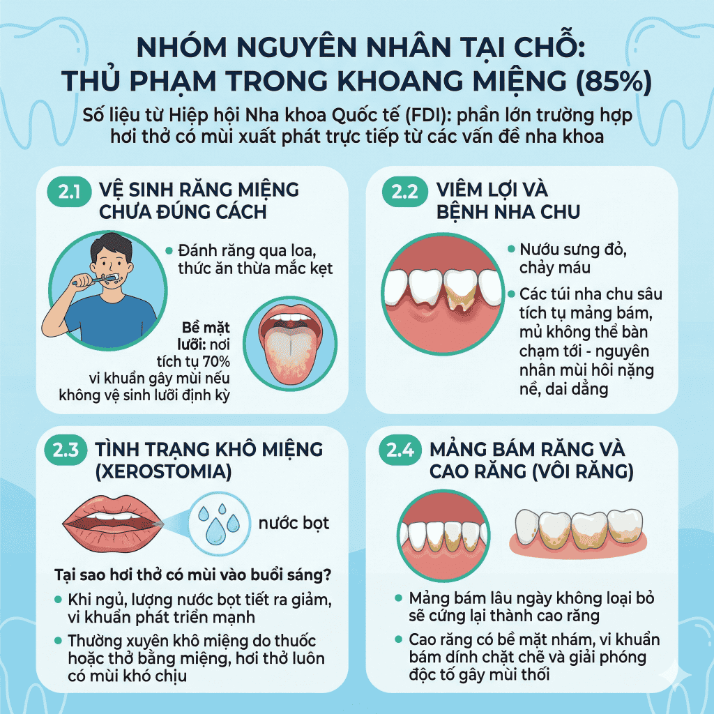 Nhóm nguyên nhân tại chỗ: Thủ phạm trong khoang miệng (85%)_BioHealth