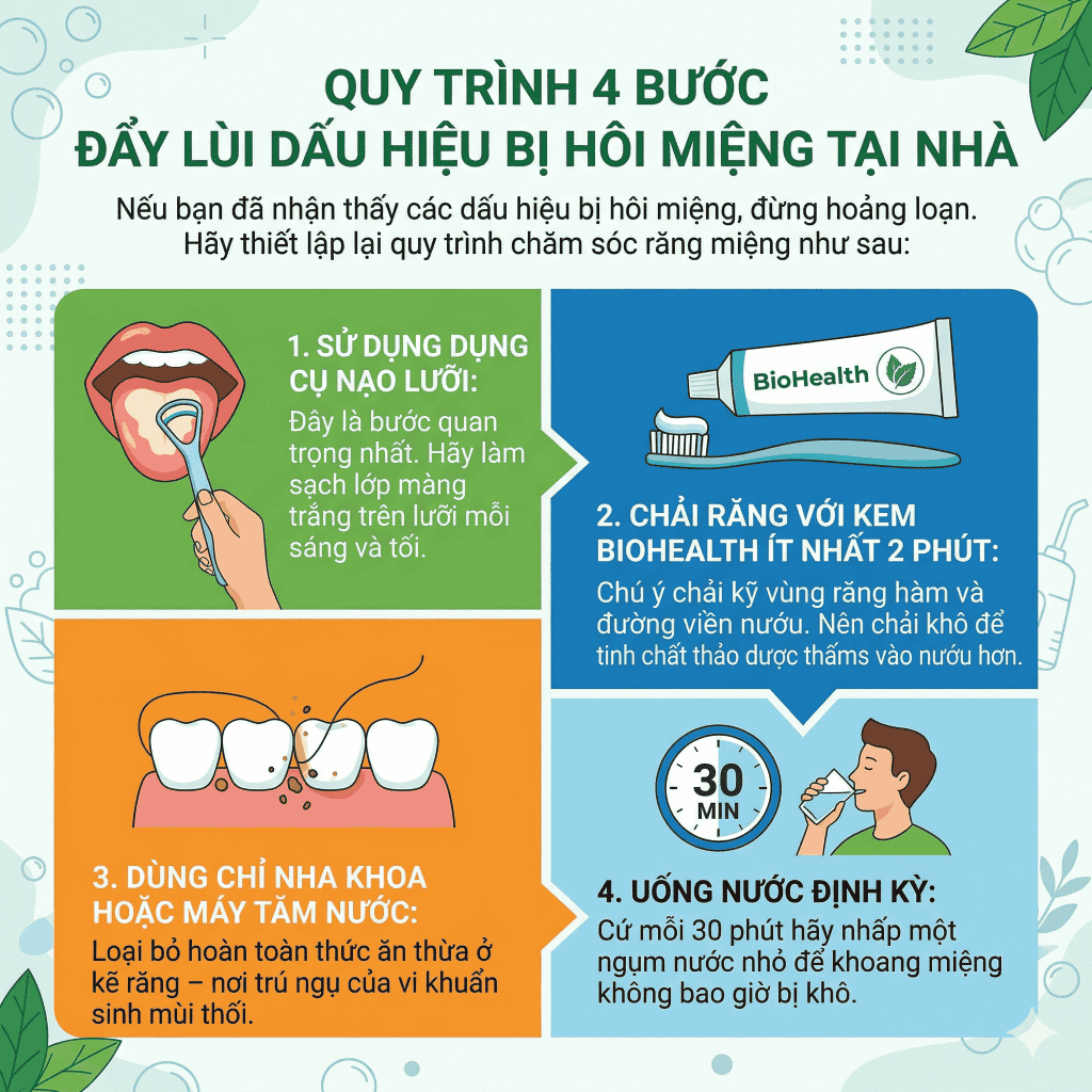 Quy trình 4 bước đẩy lùi dấu hiệu bị hôi miệng tại nhà