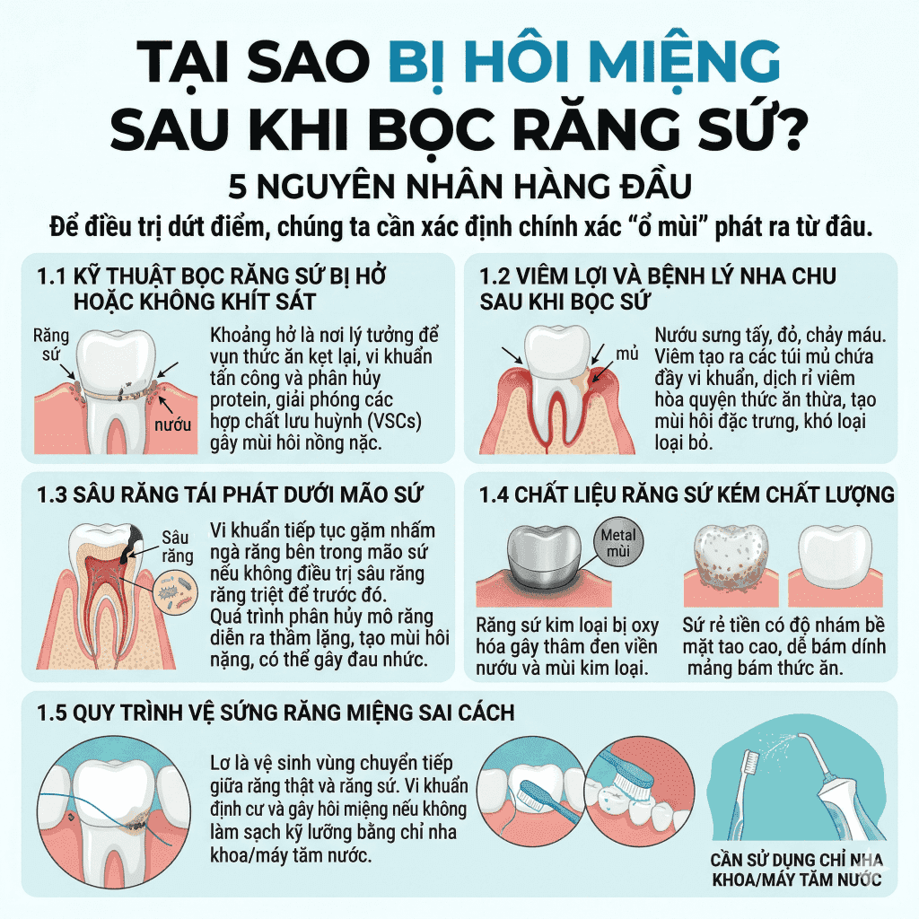 Tại sao bị hôi miệng sau khi bọc răng sứ? 5 nguyên nhân hàng đầu_BioHealth