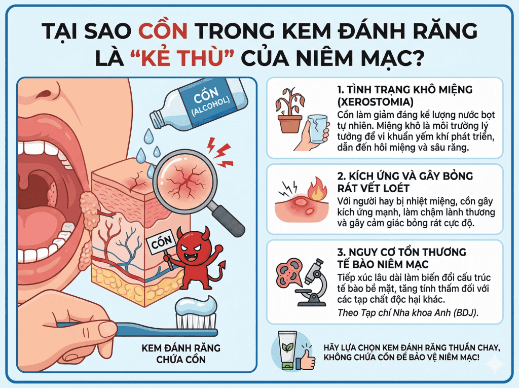 Tại sao cồn trong kem đánh răng lại là "kẻ thù" của niêm mạc? BioHealth