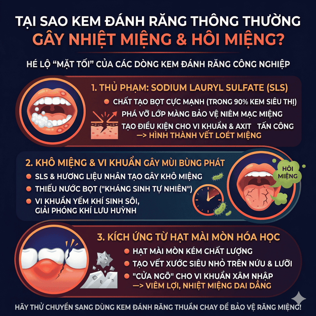 Tại sao kem đánh răng thông thường thường gây nhiệt miệng và hôi miệng? BioHealth