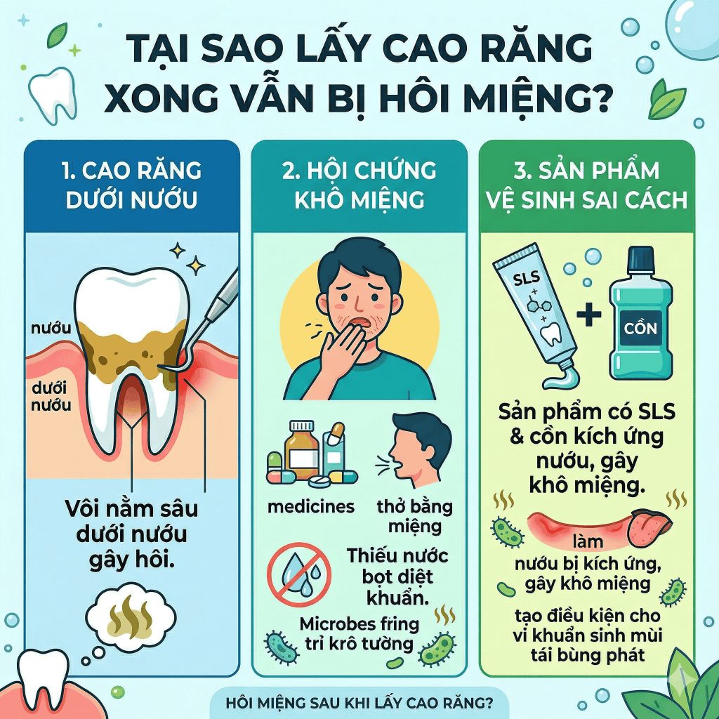 Tại sao nhiều người lấy cao răng xong vẫn bị hôi miệng?