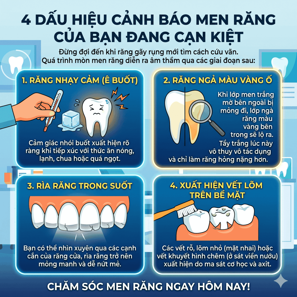 4 Dấu hiệu cảnh báo men răng của bạn đang cạn kiệt