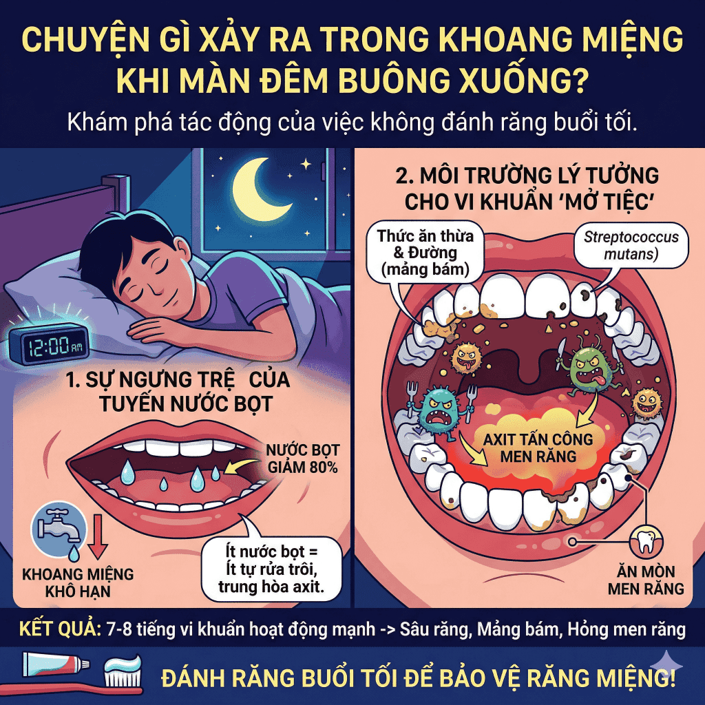 Chuyện Gì Xảy Ra Trong Khoang Miệng Khi Màn Đêm Buông Xuống?