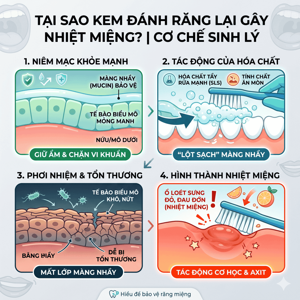 Cơ chế sinh lý: Tại sao kem đánh răng lại gây ra nhiệt miệng?