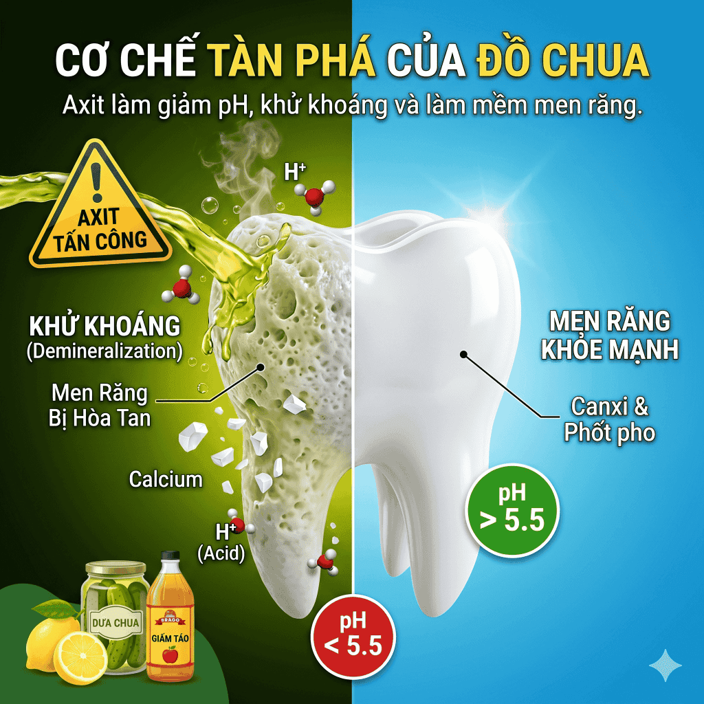 Cơ chế tàn phá: Đồ chua làm gì với hàm răng của bạn?
