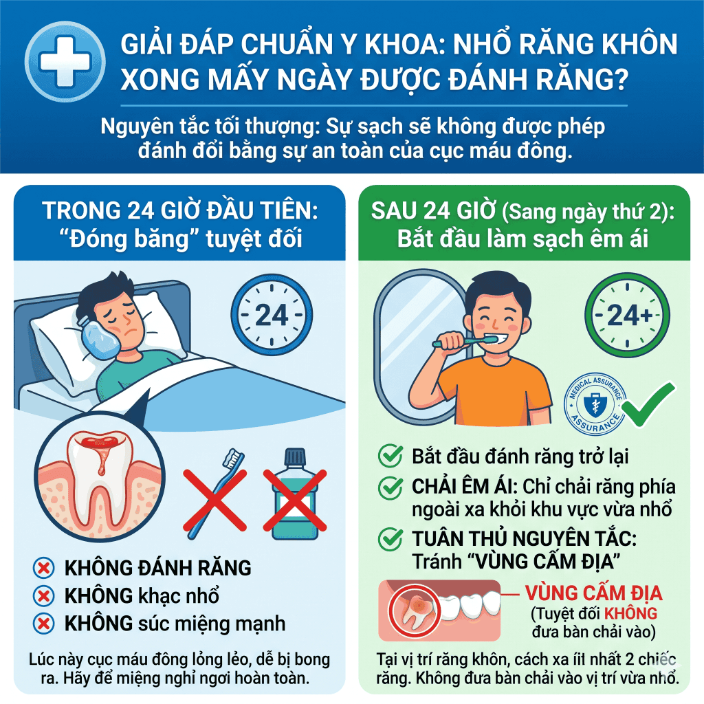 Giải đáp chuẩn Y khoa: Nhổ răng khôn xong mấy ngày được đánh răng?