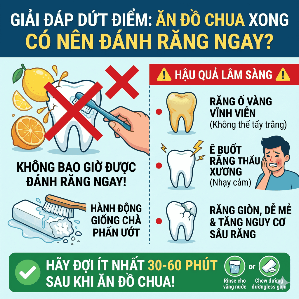 Giải đáp dứt điểm: Ăn đồ chua xong có nên đánh răng ngay không?