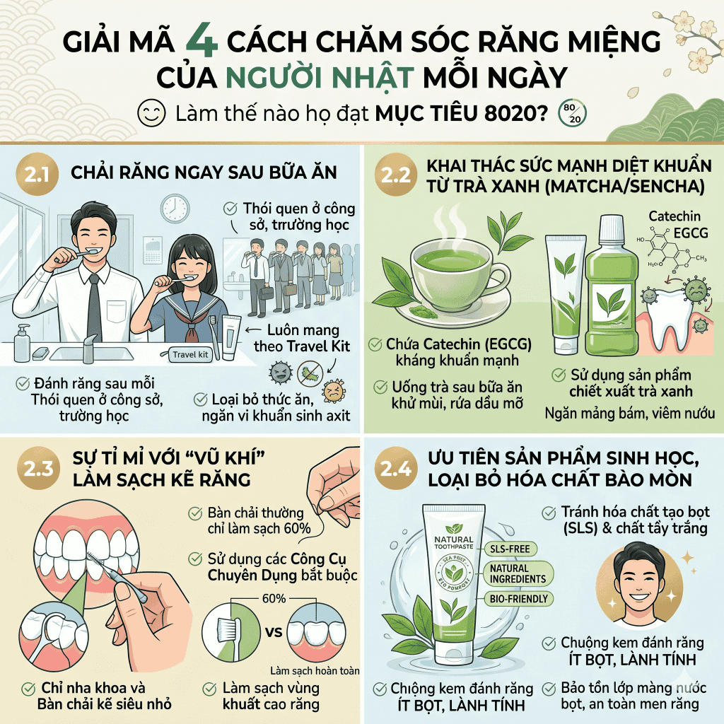 Giải mã 4 cách chăm sóc răng miệng của người Nhật mỗi ngày