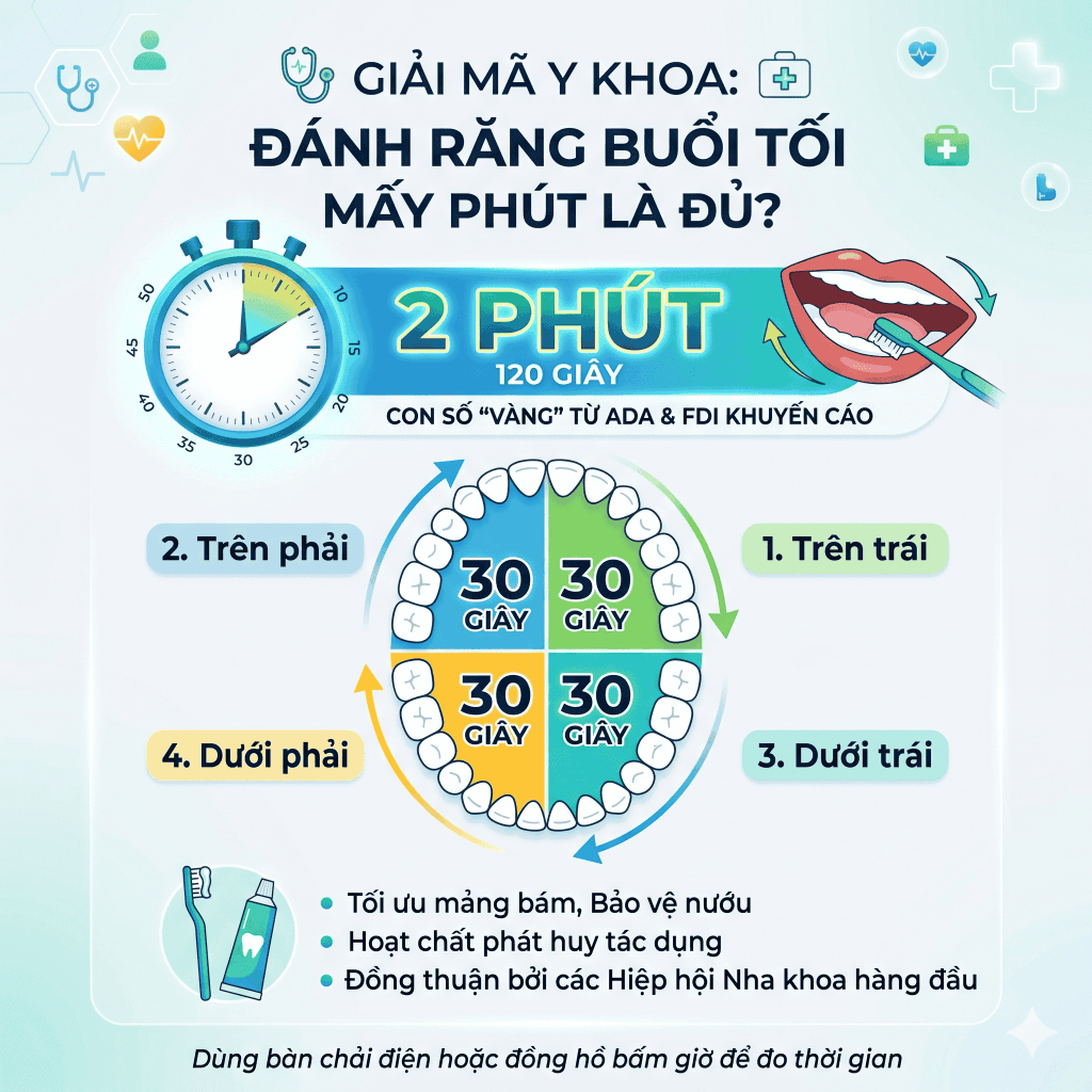 Giải mã y khoa: Đánh răng buổi tối mấy phút là đủ?