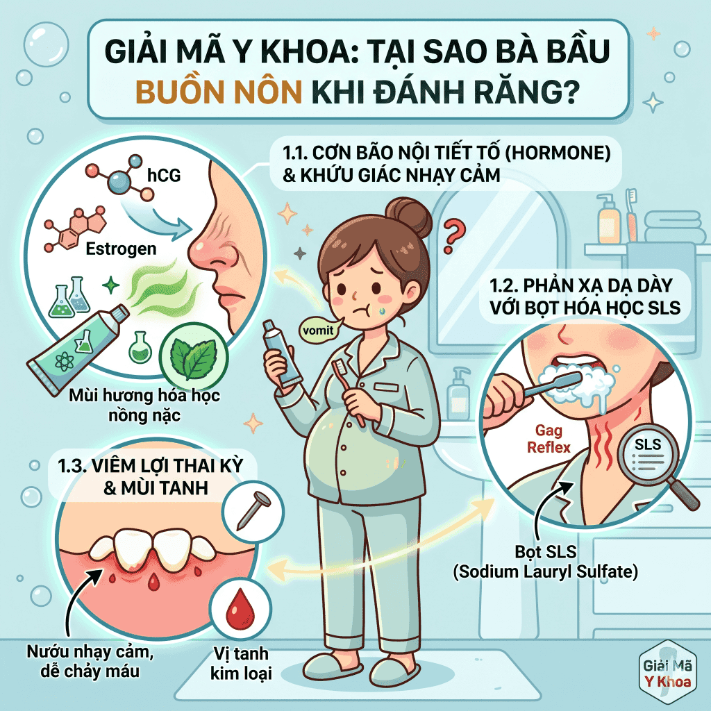 Giải mã y khoa: Tại sao bà bầu lại bị buồn nôn khi đánh răng?