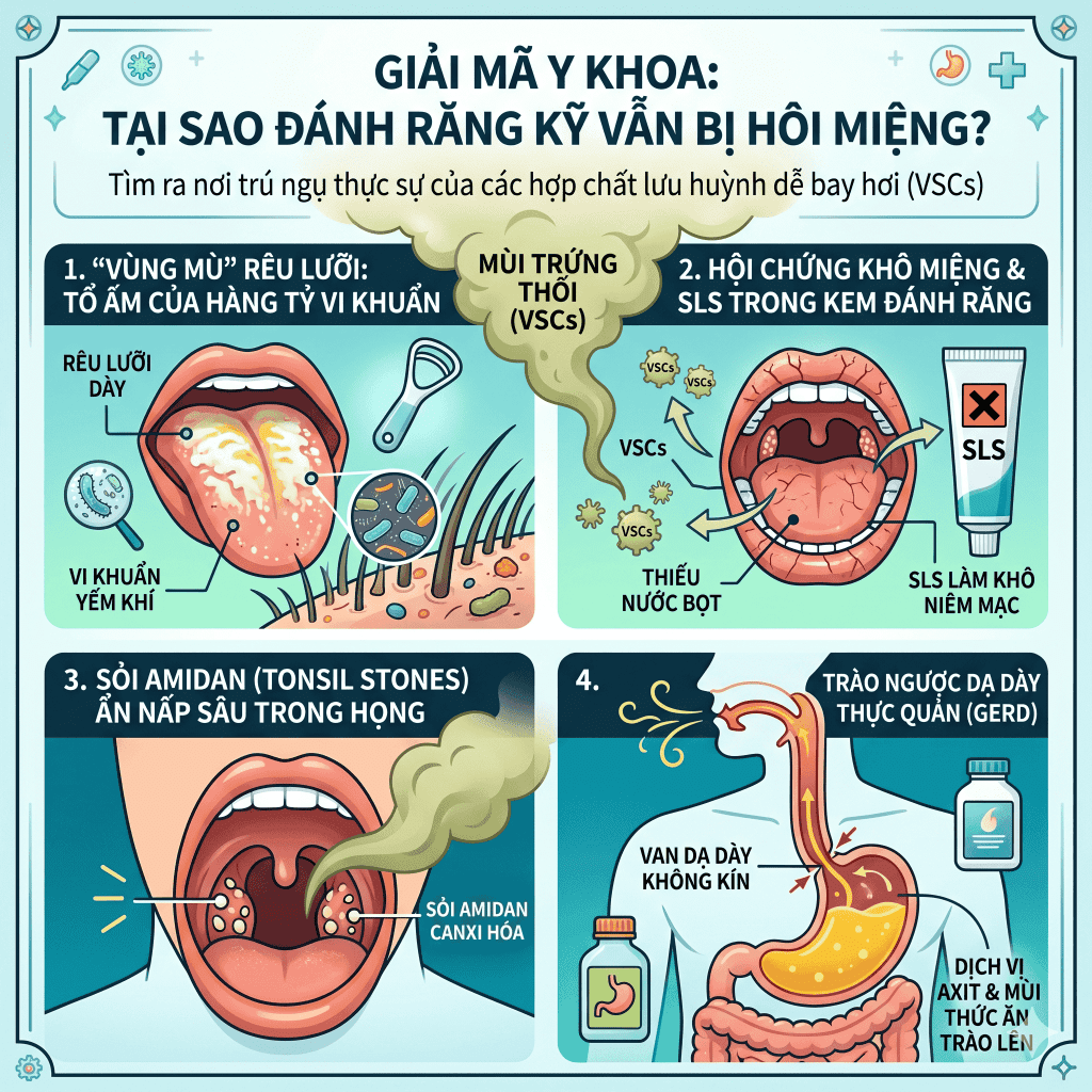 Giải mã y khoa: Tại sao đánh răng kỹ mà vẫn bị hôi miệng?