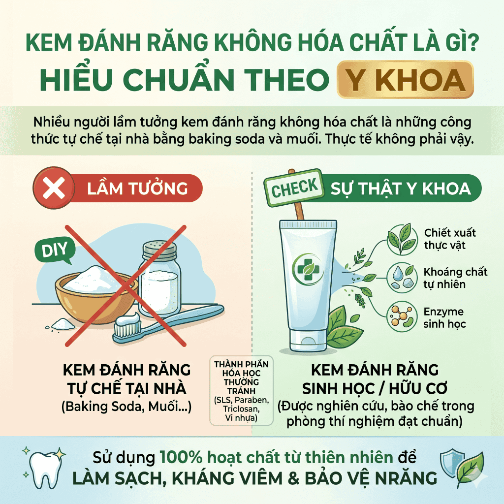 Kem đánh răng không hóa chất là gì? Hiểu chuẩn theo y khoa
