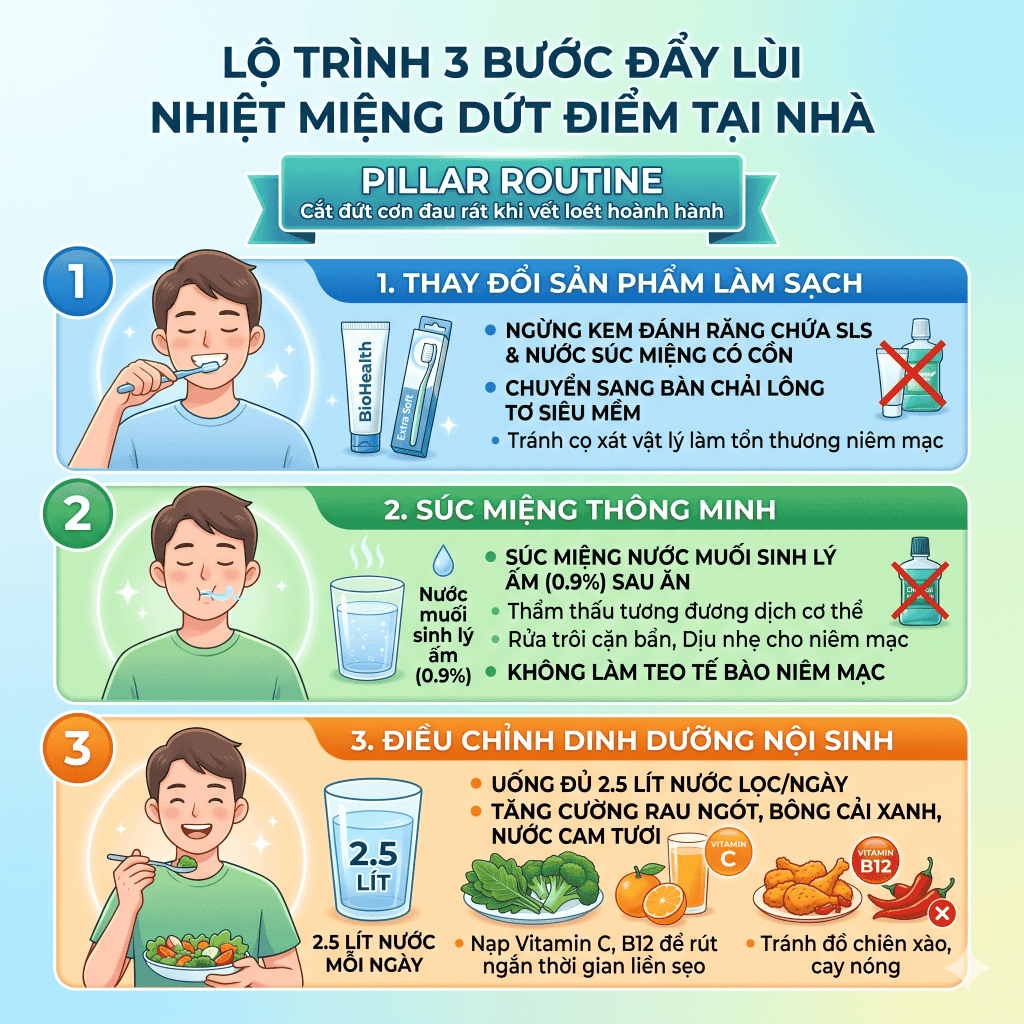 Lộ trình 3 bước đẩy lùi nhiệt miệng dứt điểm tại nhà