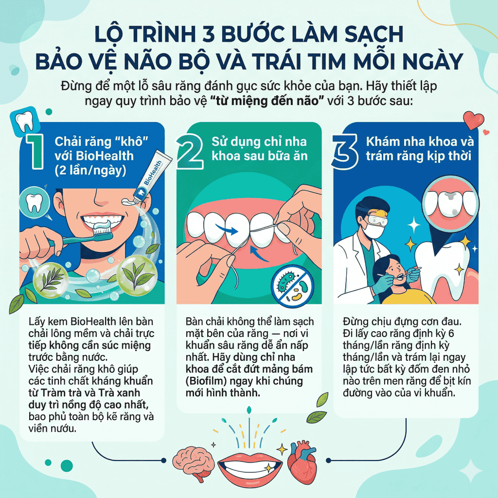Lộ trình 3 bước làm sạch bảo vệ não bộ và trái tim mỗi ngày