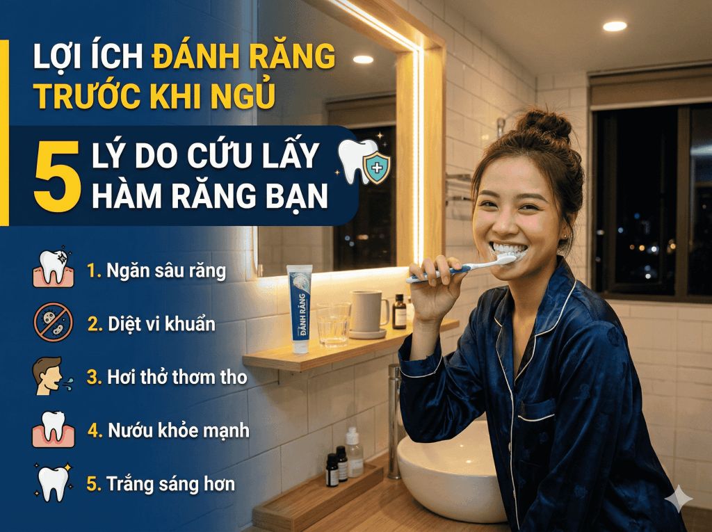 Lợi Ích Đánh Răng Trước Khi Ngủ: 5 Lý Do Cứu Lấy Hàm Răng Bạn