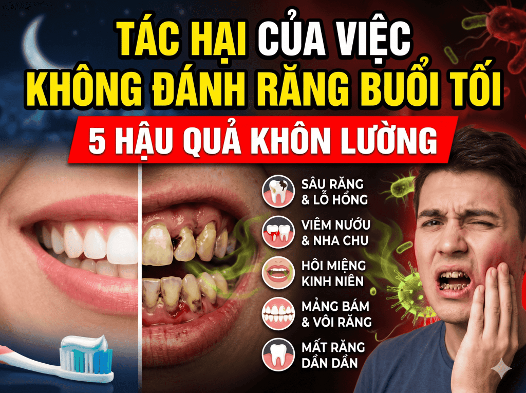 Tác Hại Của Việc Không Đánh Răng Buổi Tối: 5 Hậu Quả Khôn Lường