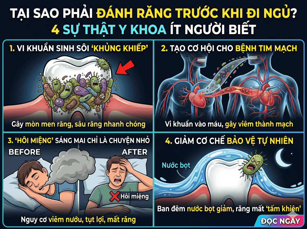 Tại Sao Phải Đánh Răng Trước Khi Đi Ngủ? 4 Sự Thật Y Khoa Ít Người Biết