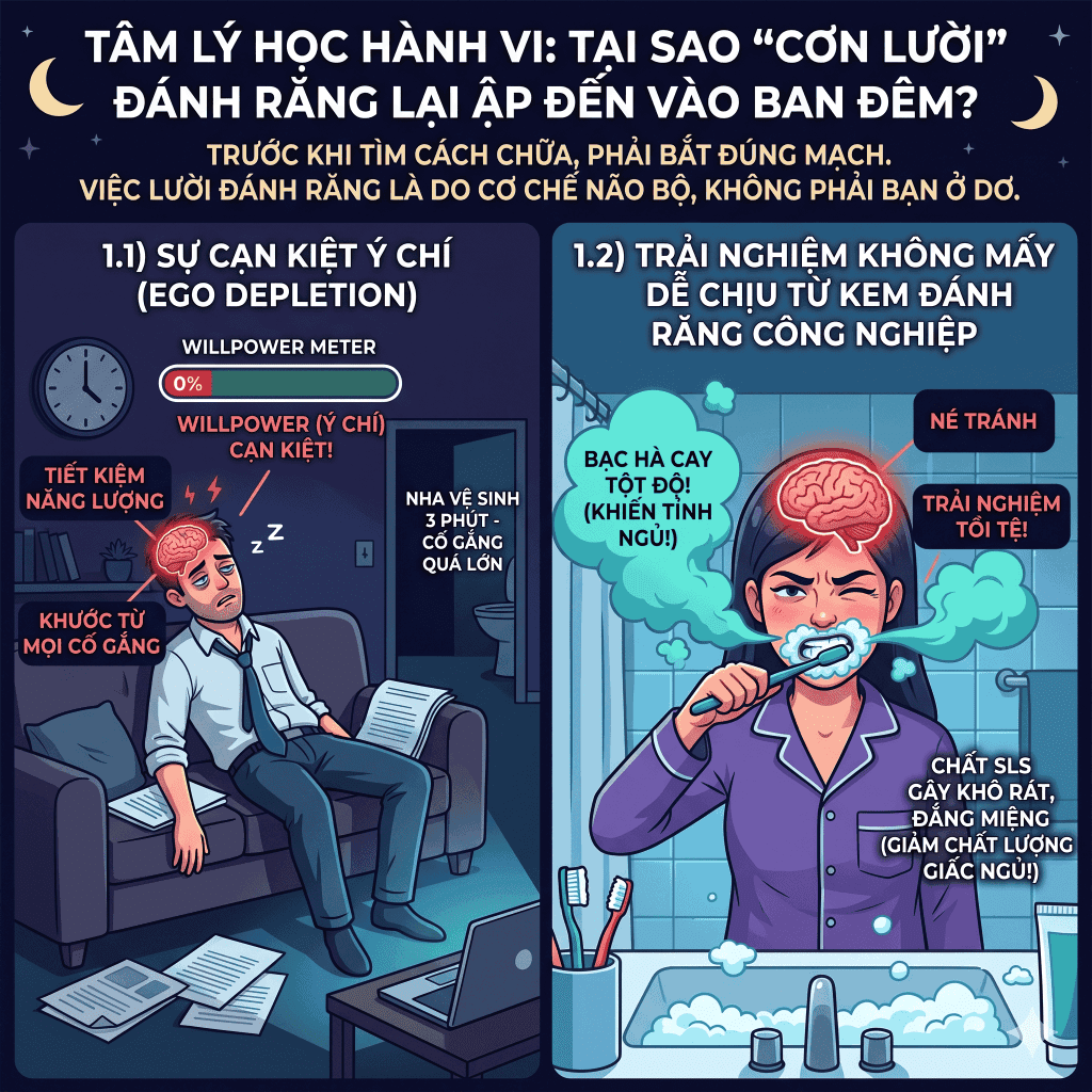 Tâm lý học hành vi: Tại sao "cơn lười" đánh răng lại ập đến vào ban đêm?