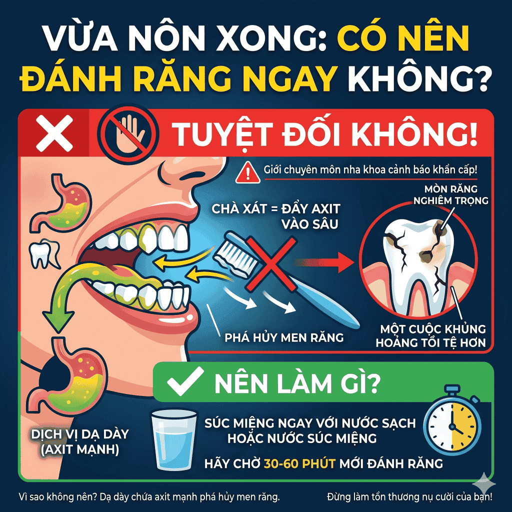 Trả lời ngay: Vừa nôn xong có nên đánh răng ngay không?
