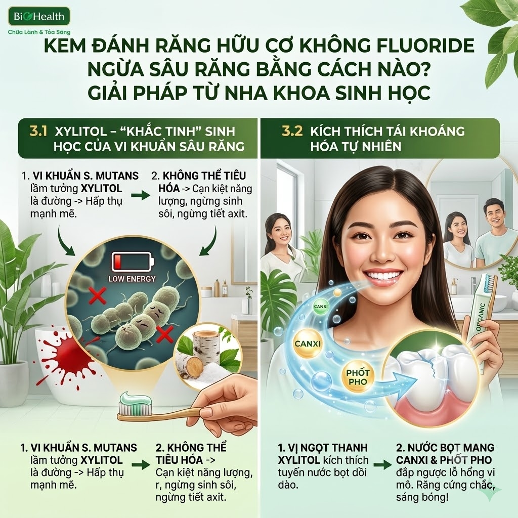 Không có Fluoride, kem đánh răng hữu cơ ngừa sâu răng bằng cách nào?
