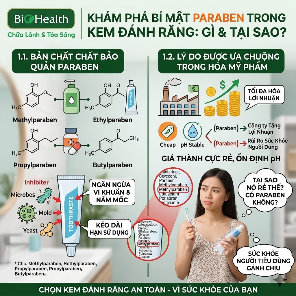 Paraben là gì và tại sao chúng lại có mặt trong kem đánh răng?