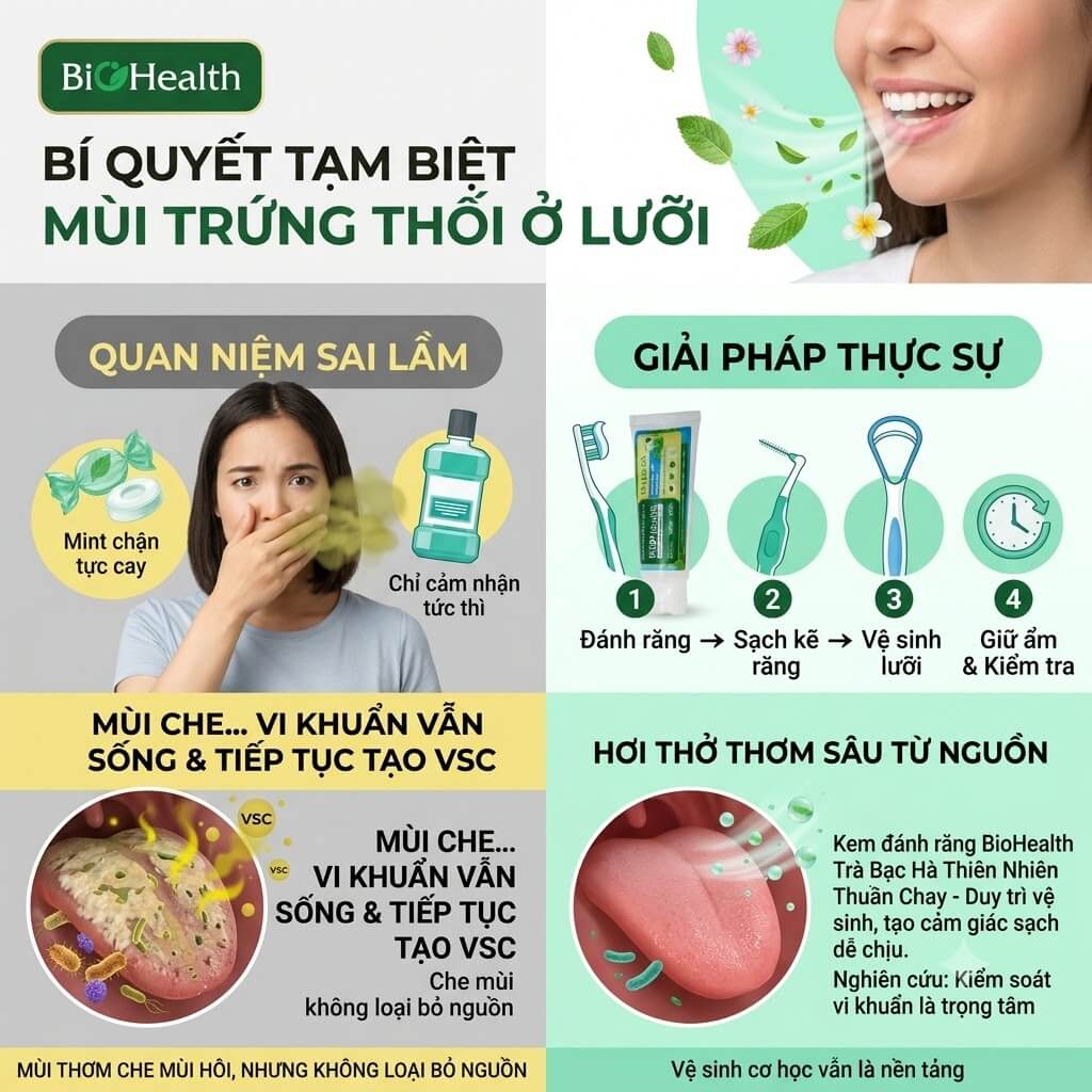 Chỉ cần dùng nước súc miệng hoặc kẹo bạc hà là hết mùi trứng thối