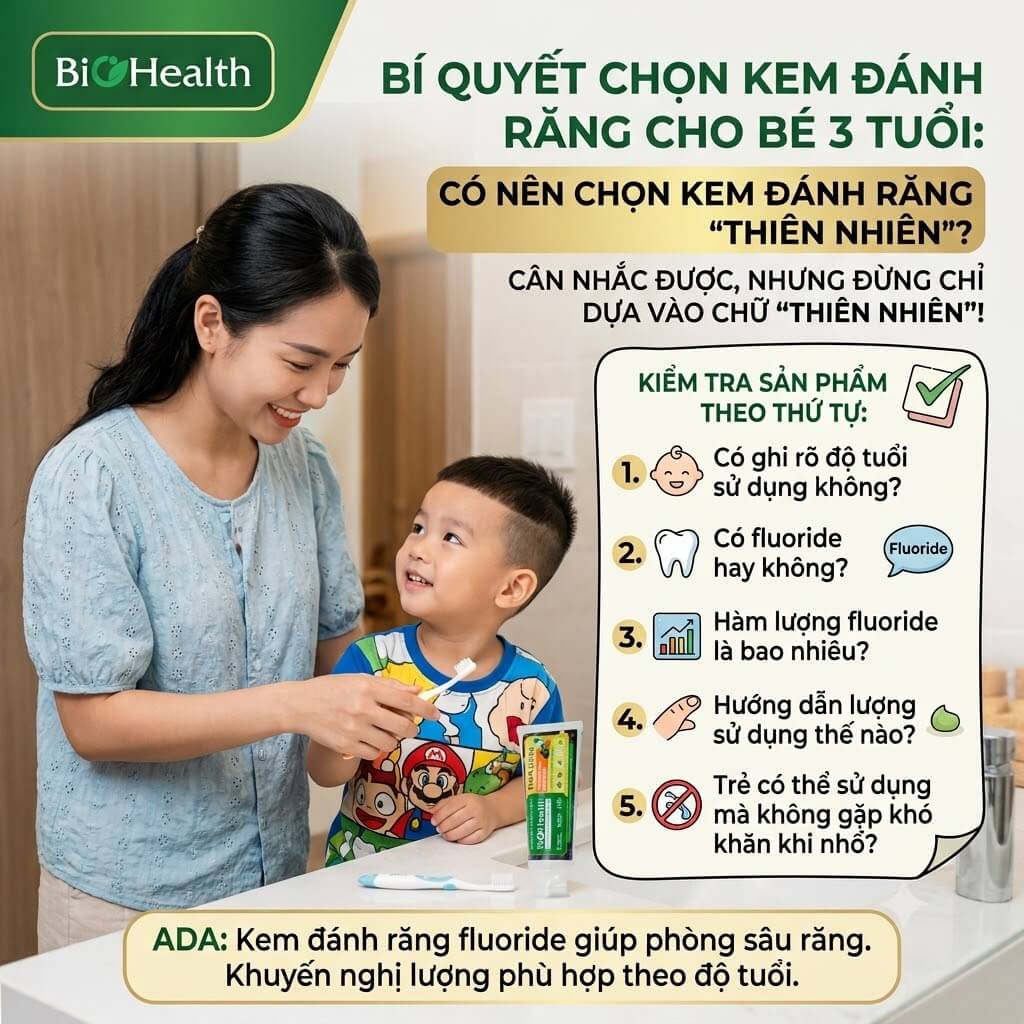Có nên chọn kem đánh răng "thiên nhiên" vì bé còn nhỏ?