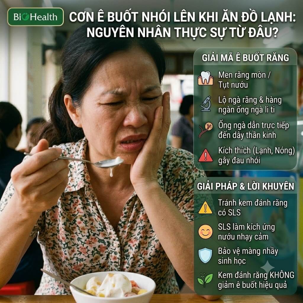Cơn ê buốt nhói lên khi ăn đồ lạnh: Nguyên nhân thực sự từ đâu?
