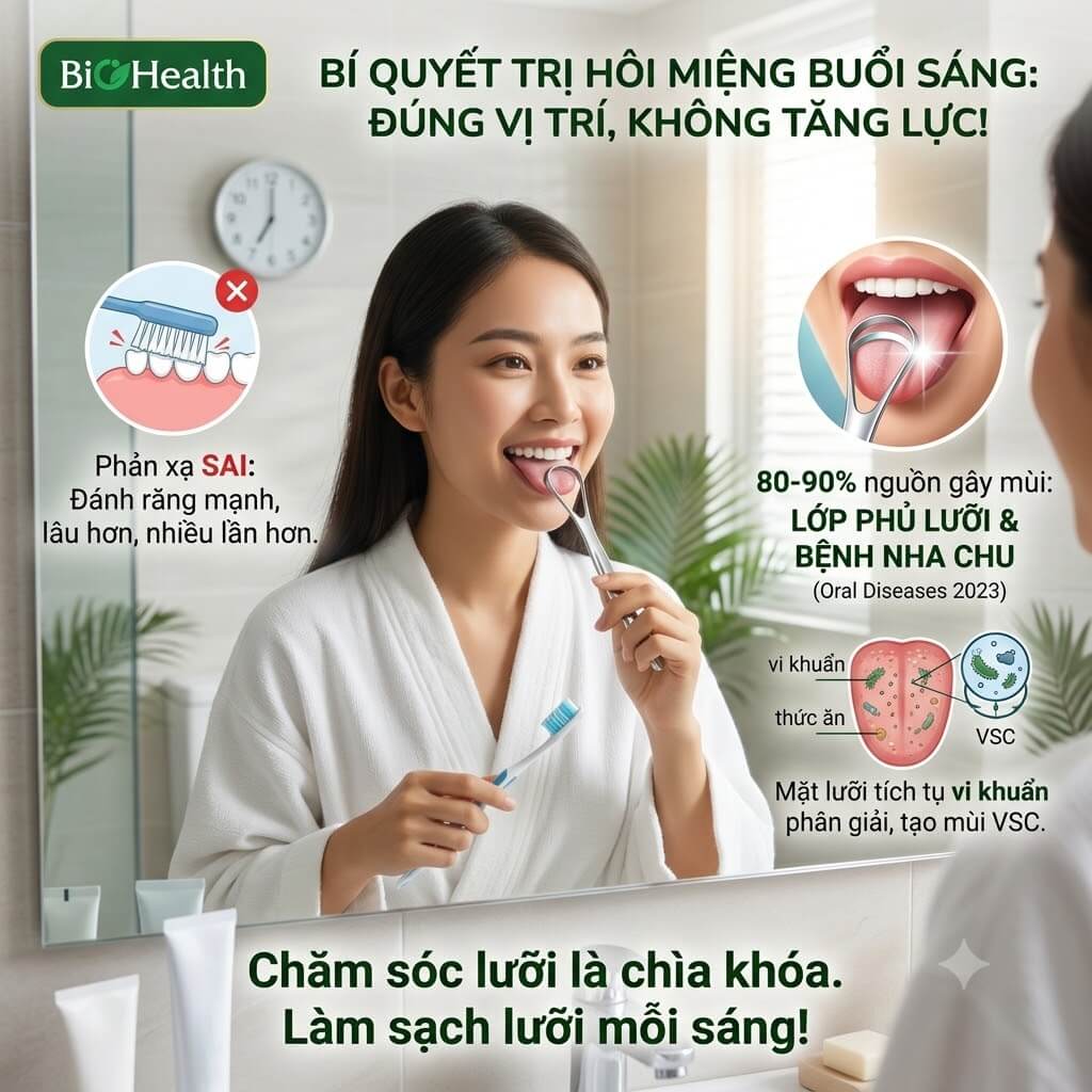 Đánh răng thật mạnh là cách trị hôi miệng buổi sáng nhanh nhất?