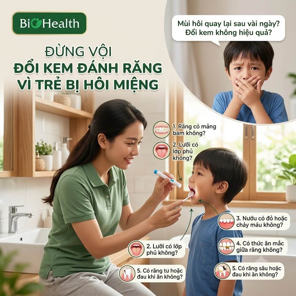 Đừng vội đổi kem đánh răng chỉ vì trẻ bị hôi miệng