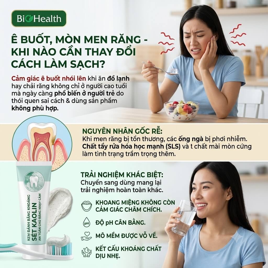 Ê buốt, mòn men răng - Khi nào cần thay đổi cách làm sạch?