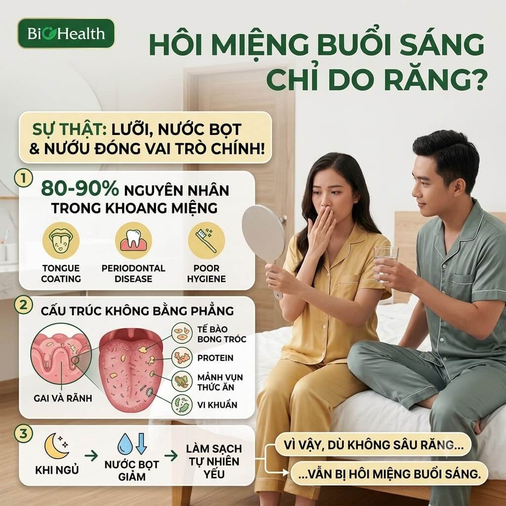 Hôi miệng buổi sáng chỉ xuất phát từ răng?