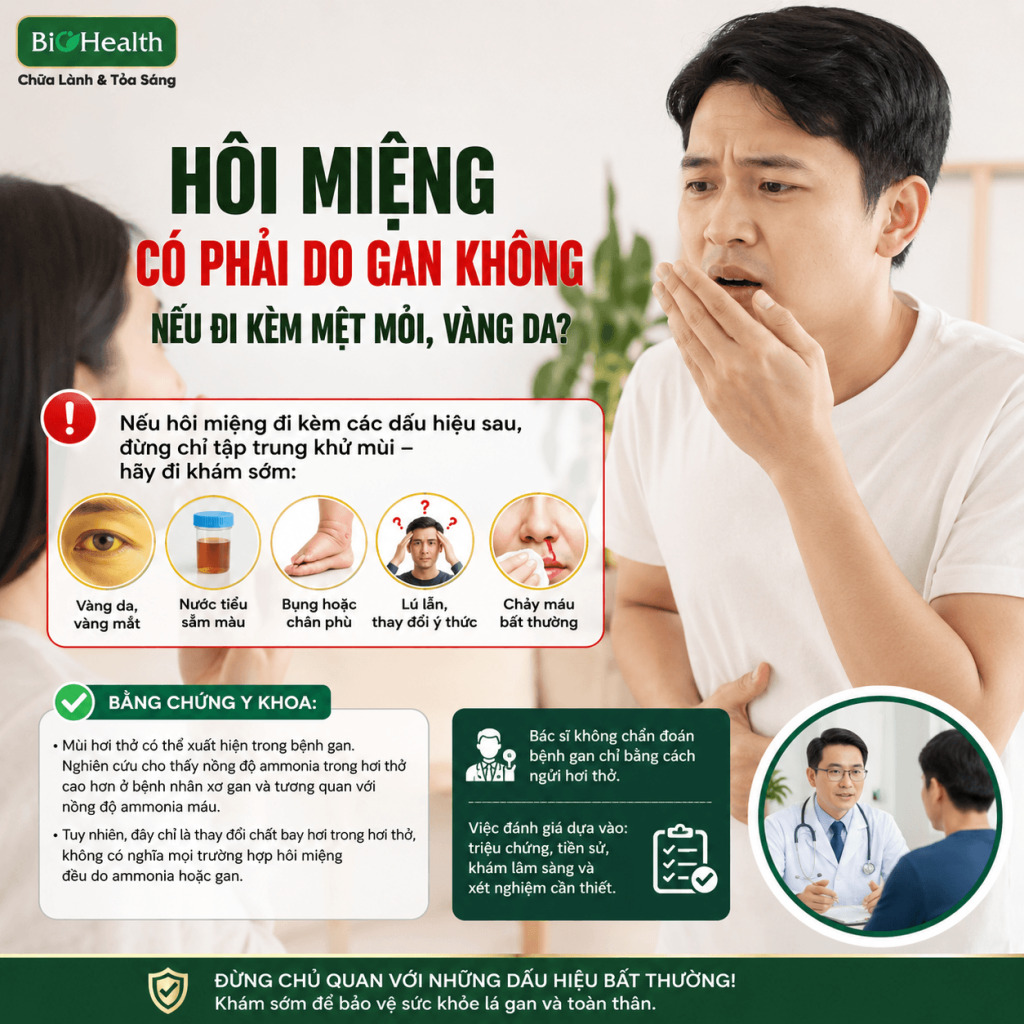 Hôi miệng có phải do gan không nếu đi kèm mệt mỏi, vàng da?