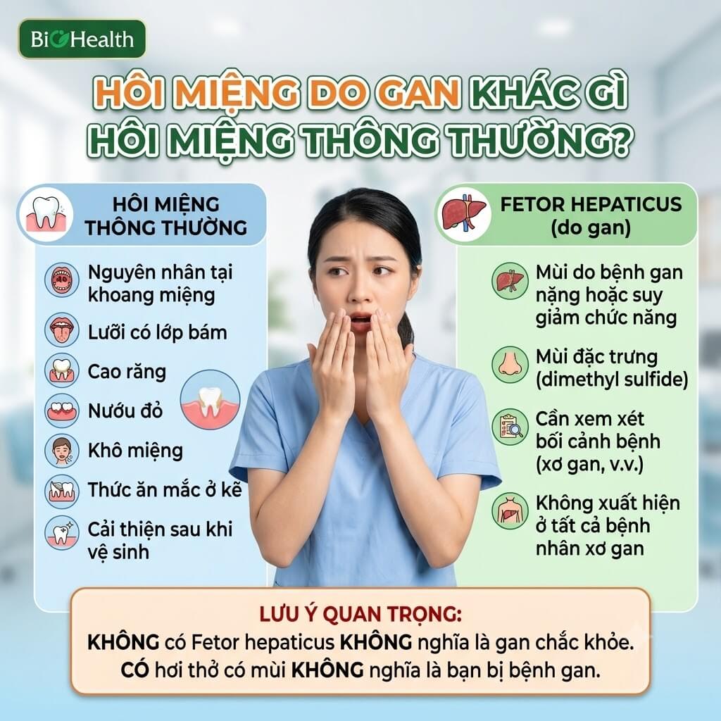 Hôi miệng do gan khác gì hôi miệng thông thường?