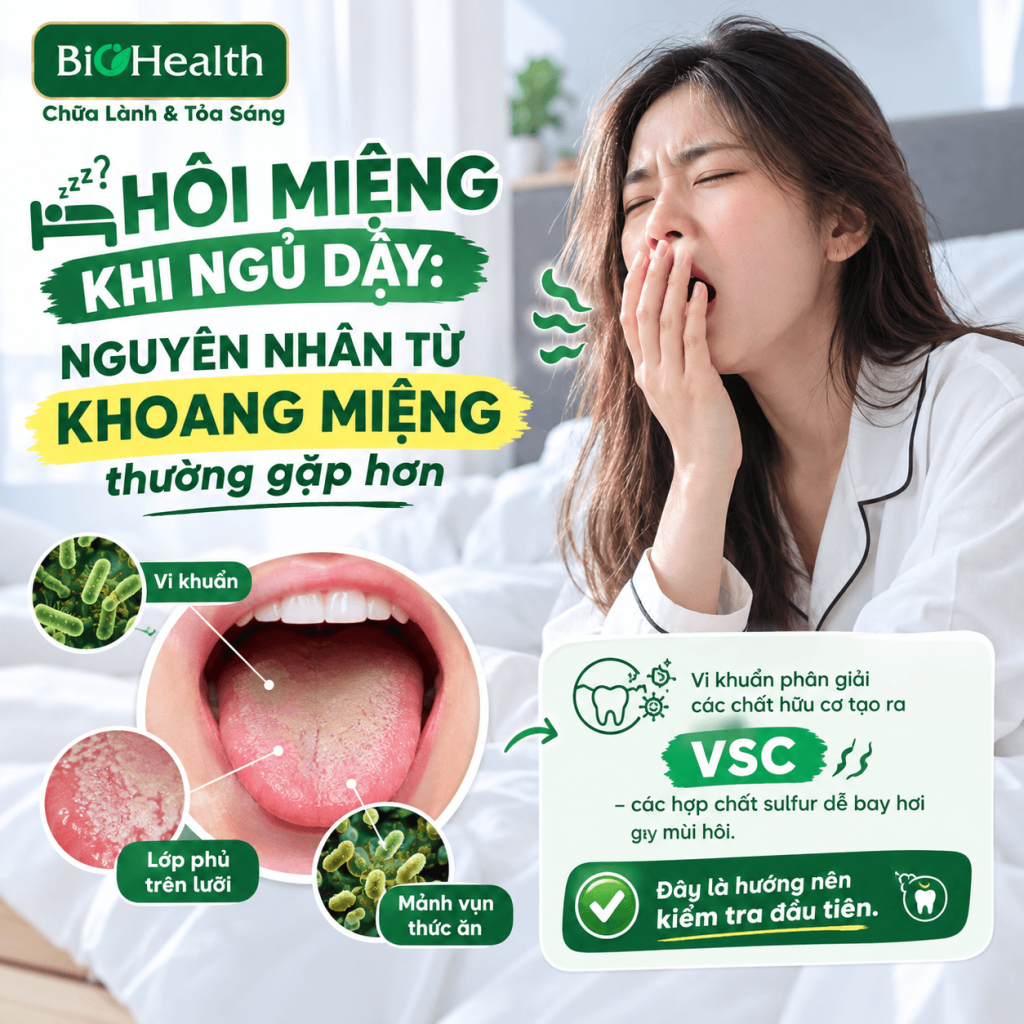Hôi miệng khi ngủ dậy: nguyên nhân từ khoang miệng thường gặp hơn
