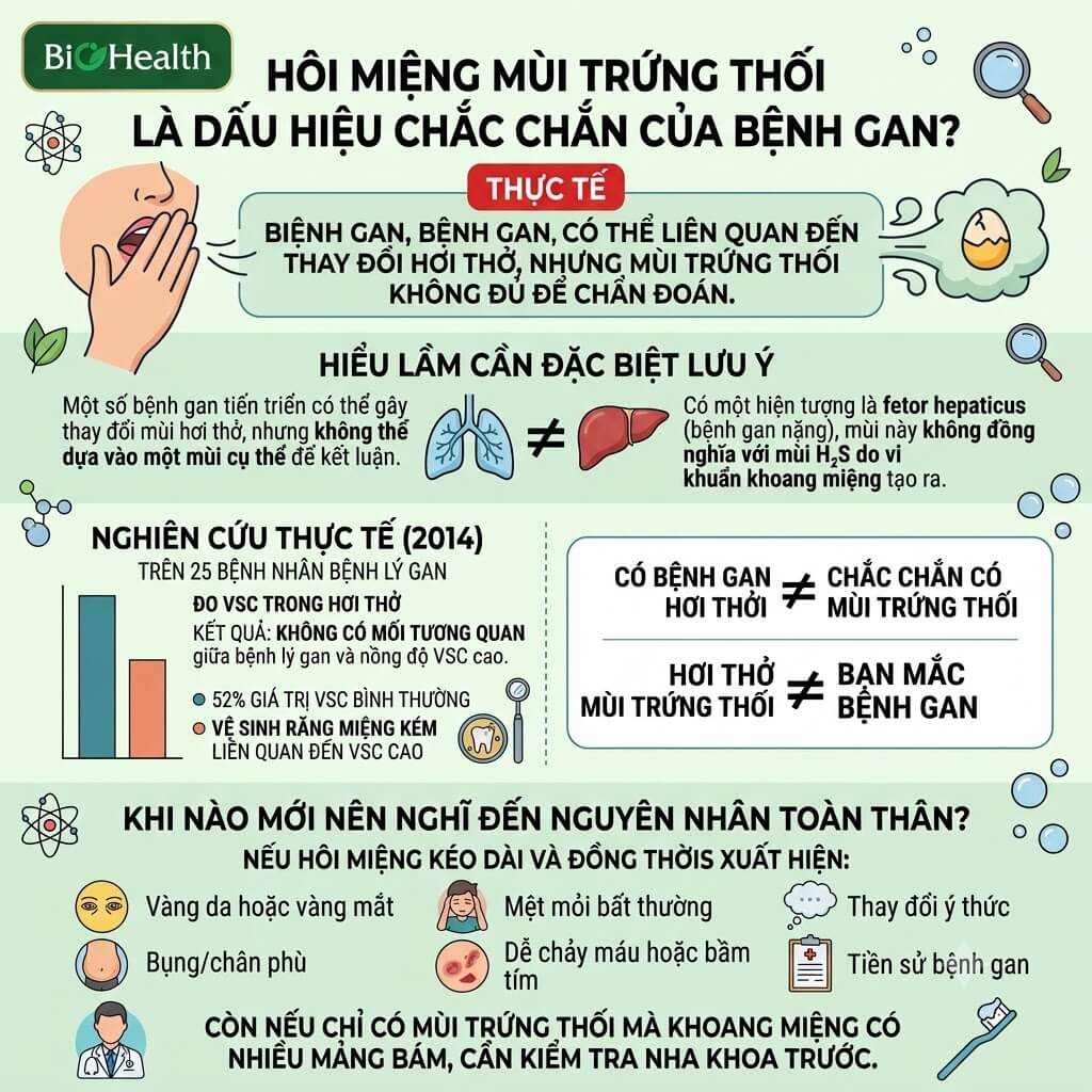 Hôi miệng mùi trứng thối là dấu hiệu chắc chắn của bệnh gan?