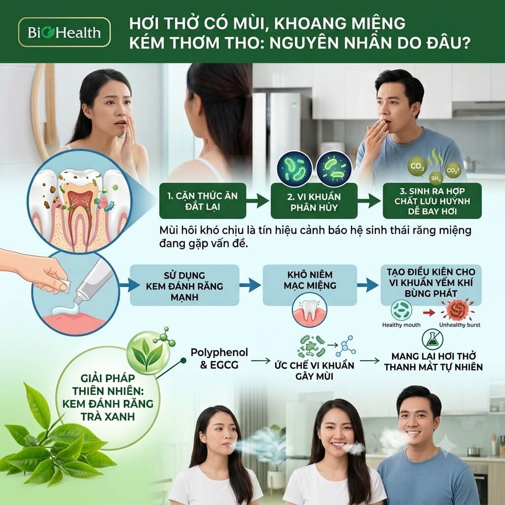 Hơi thở có mùi, khoang miệng kém thơm tho: Nguyên nhân do đâu?