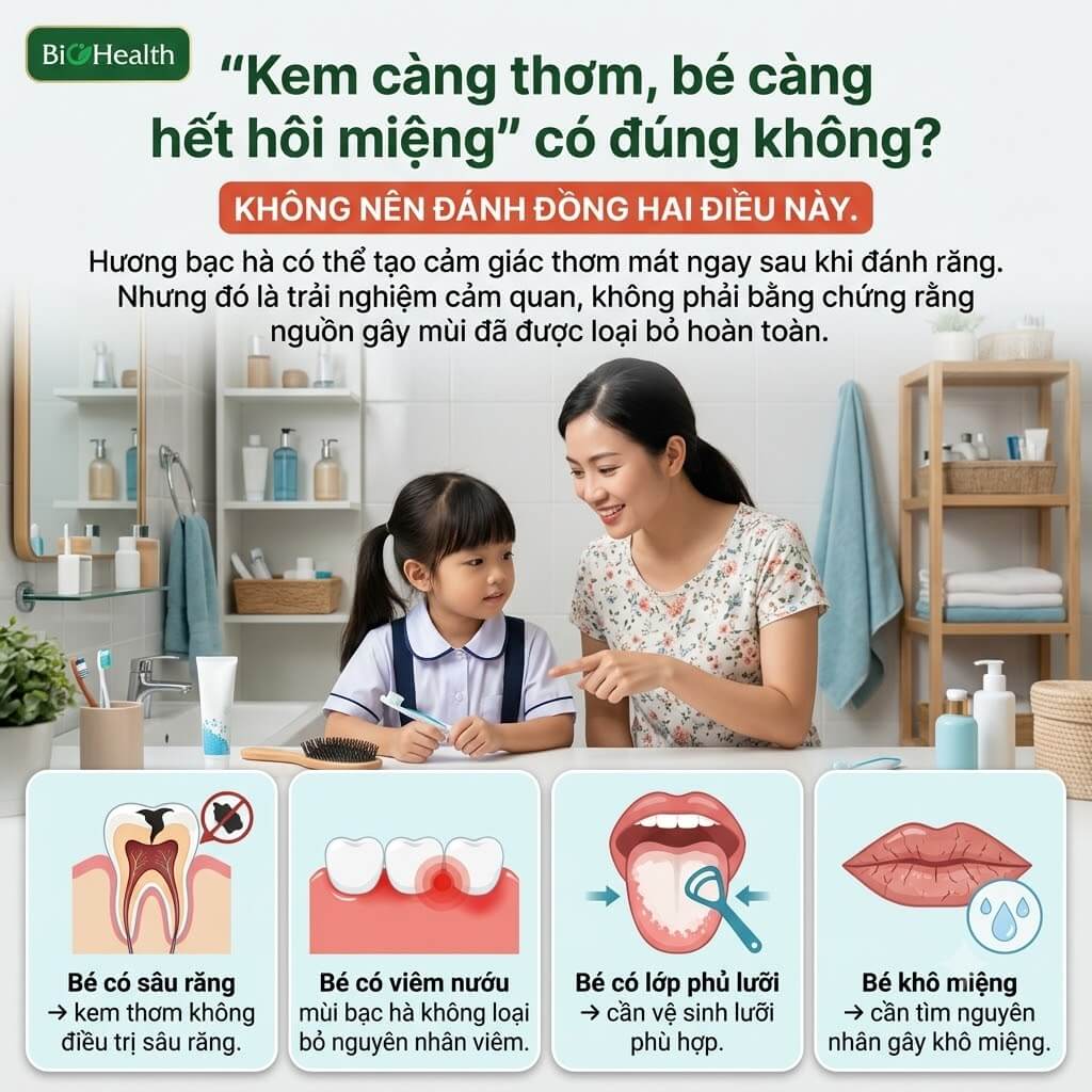 "Kem càng thơm, bé càng hết hôi miệng" có đúng không?
