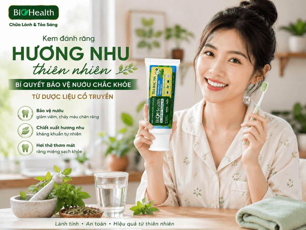 Kem đánh răng hương nhu thiên nhiên: Bí quyết bảo vệ nướu chắc khỏe từ dược liệu cổ truyền
