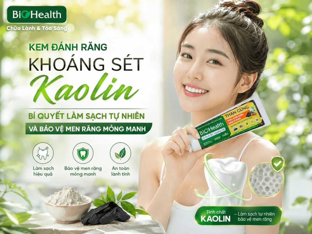Kem đánh răng khoáng sét kaolin: Bí quyết làm sạch tự nhiên và bảo vệ men răng mỏng manh