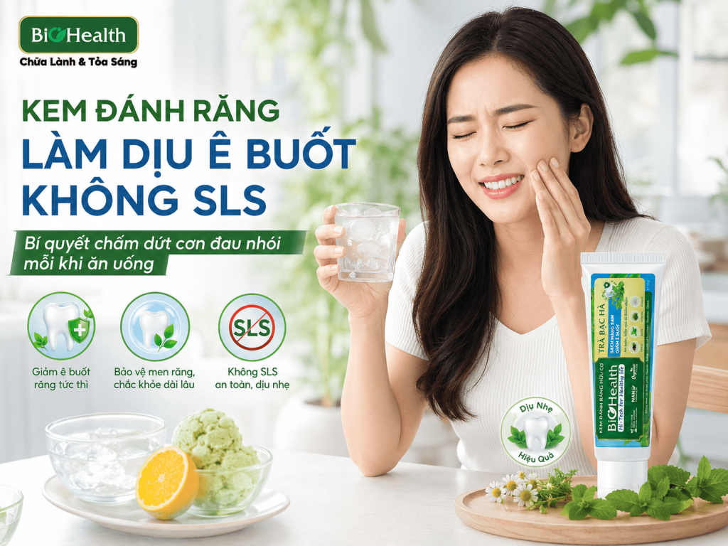 Kem đánh răng làm dịu ê buốt không SLS: Bí quyết chấm dứt cơn đau nhói mỗi khi ăn uống