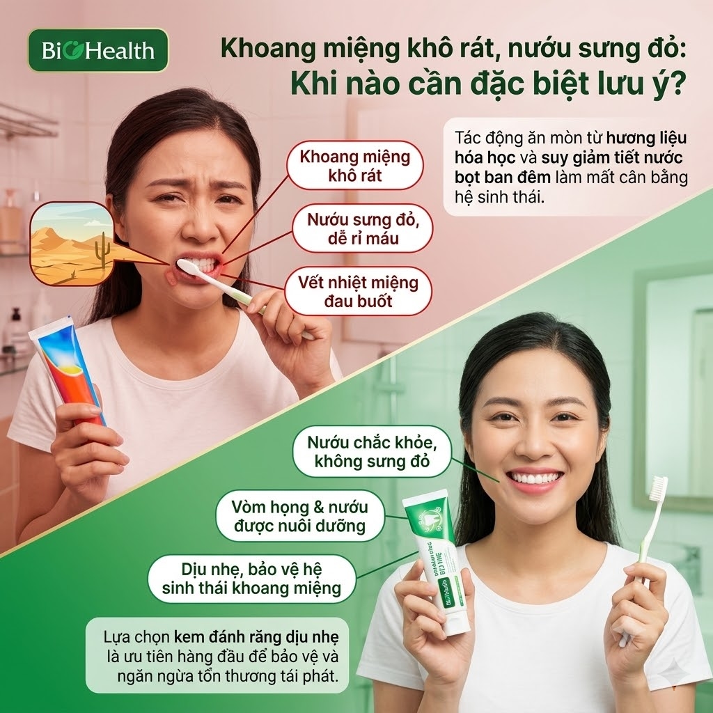 Khoang miệng khô rát, nướu sưng đỏ: Khi nào cần đặc biệt lưu ý?